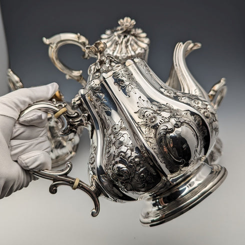 1873 年英國古董鍍銀茶/咖啡套裝埃爾金頓